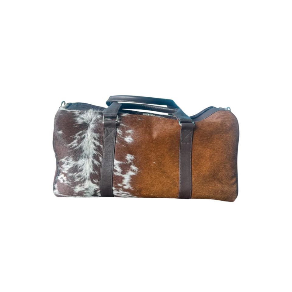 Cowhide Leather Duffle Bag Travel Weekender Bag - 1