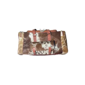 Cowhide Leather Travel Duffle Bag with Shoe Pocket - 2