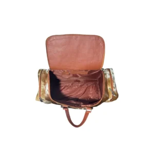 Cowhide Leather Travel Duffle Bag with Shoe Pocket - 3