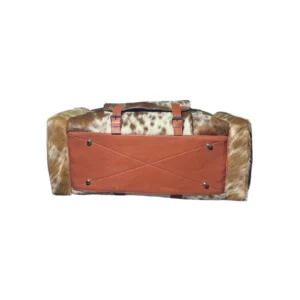 Cowhide Leather Travel Duffle Bag with Shoe Pocket - 4