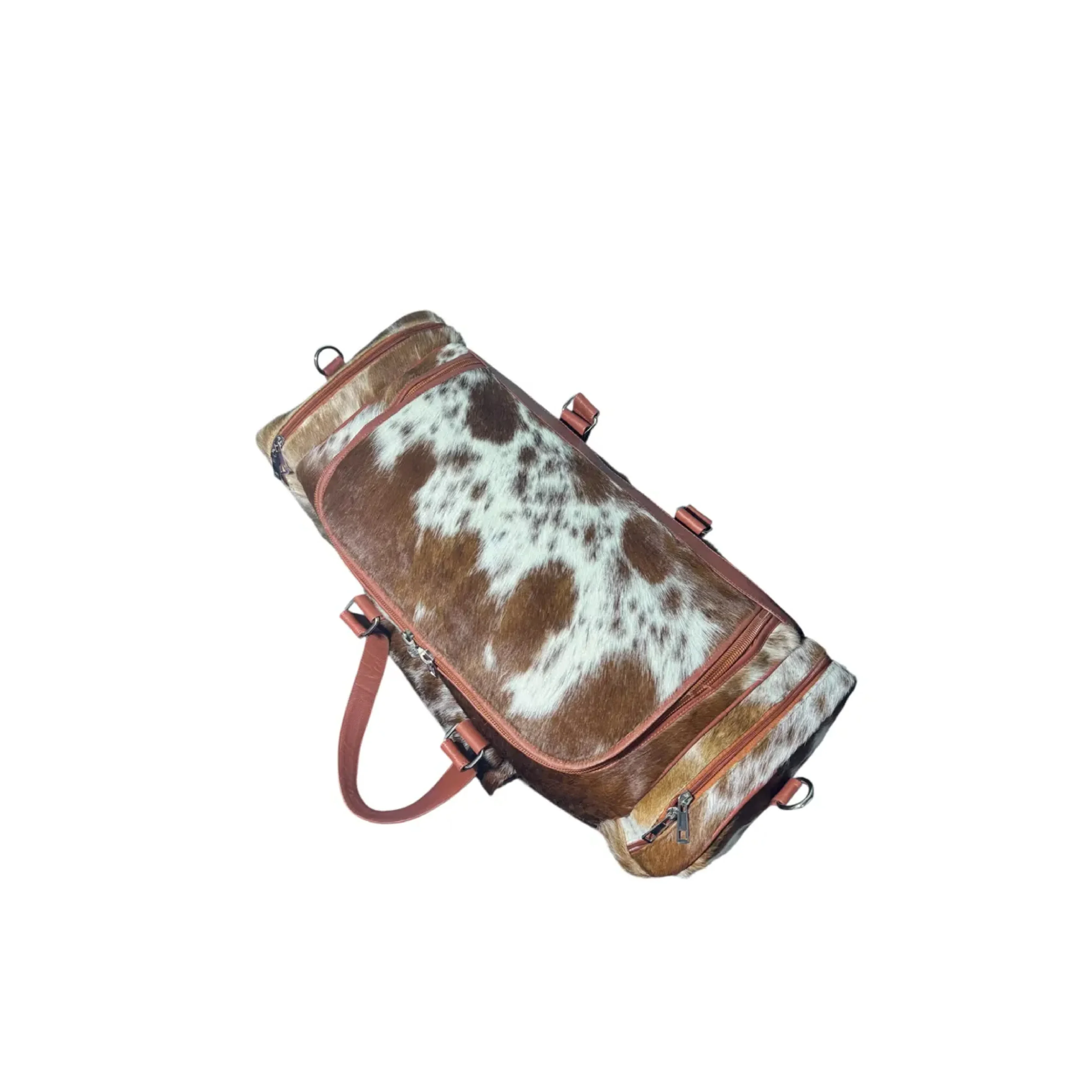 Cowhide Leather Travel Duffle Bag with Shoe Pocket - 5