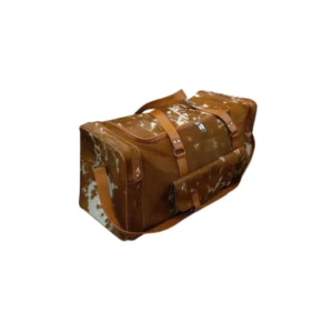 Cowhide Leather Travel Duffle Bag with Shoe Pocket - 6