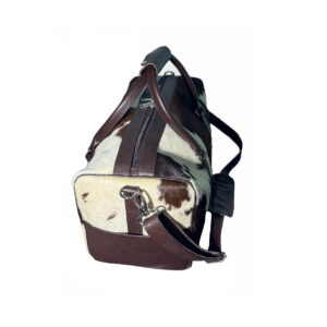 Brown & White Cowhide Leather Travel Duffle Bag - 2