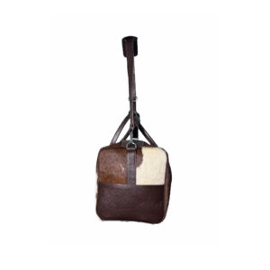 Brown & White Cowhide Leather Travel Duffle Bag - 3