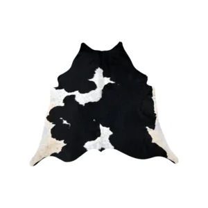 Luxury Black Dominant Cowhide Rug Handmade Leather Hide