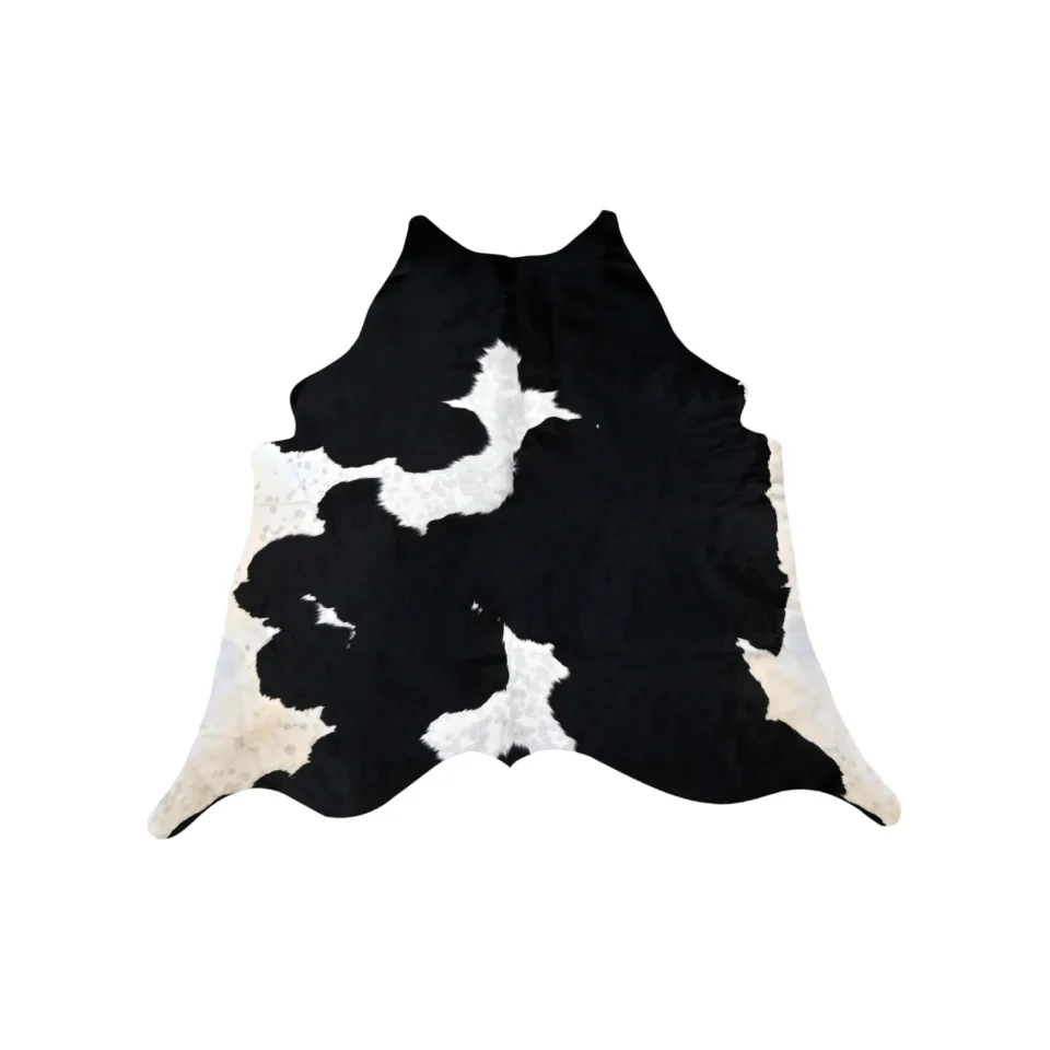 Luxury Black Dominant Cowhide Rug Handmade Leather Hide