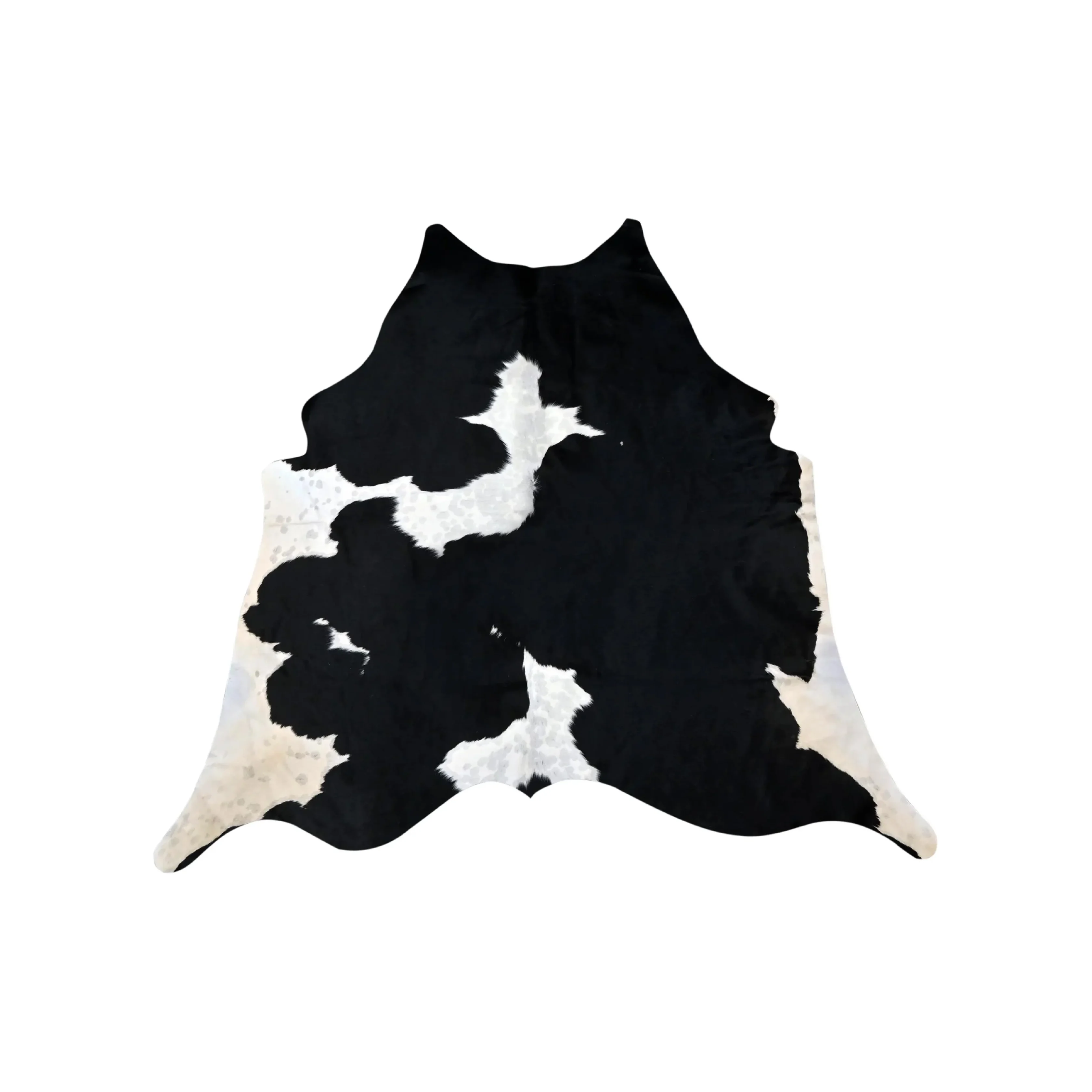 Luxury Black Dominant Cowhide Rug Handmade Leather Hide