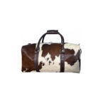 Brown & White Cowhide Leather Travel Duffle Bag