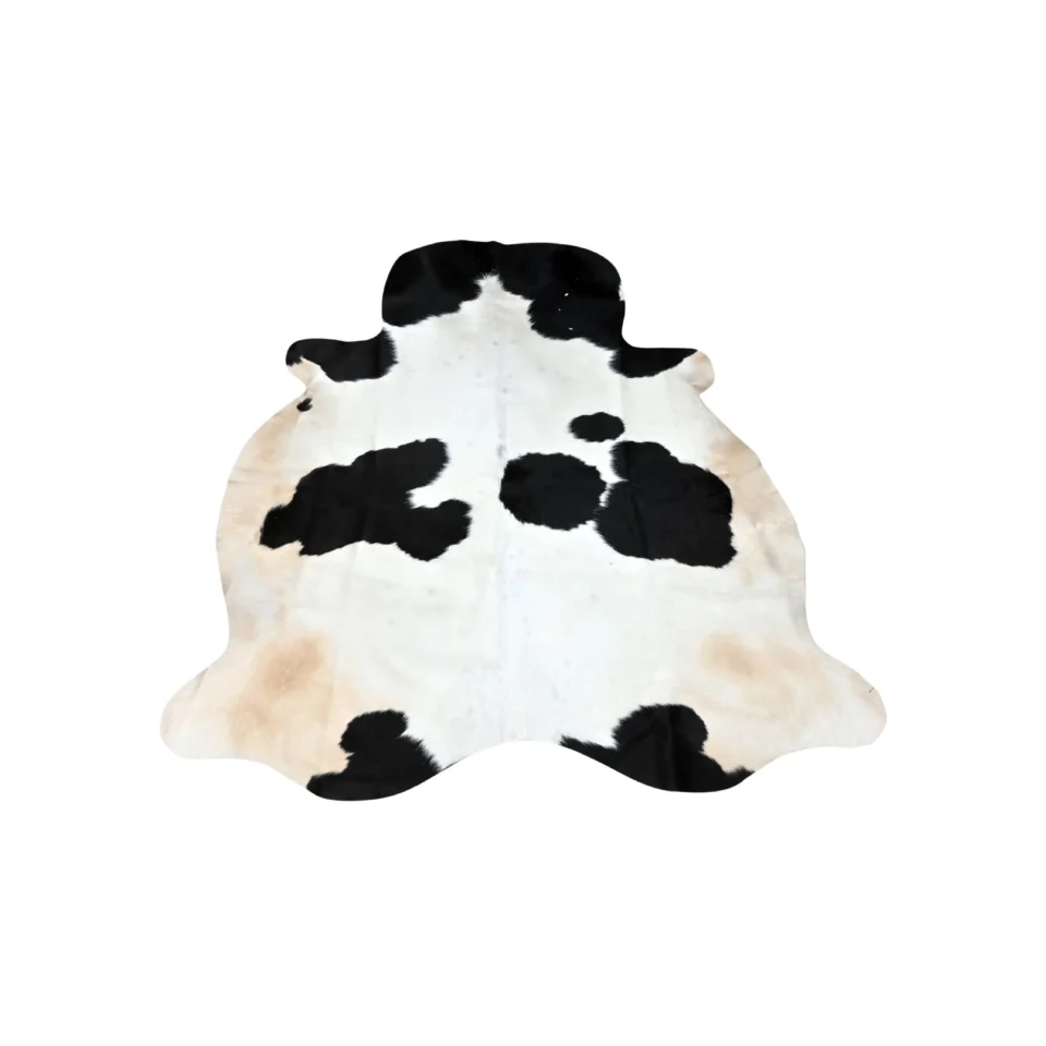 Classic Black & White Cowhide Area Rug Handmade