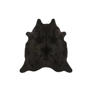 Midnight Black Cowhide Rug – Premium Genuine Leather Hide