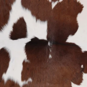 Rustic Brown White Cowhide Rug Natural Leather Hide - 1