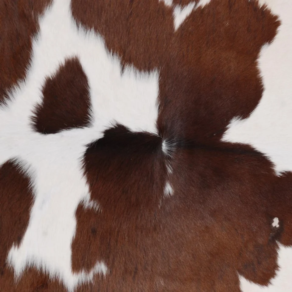 Rustic Brown White Cowhide Rug Natural Leather Hide - 1