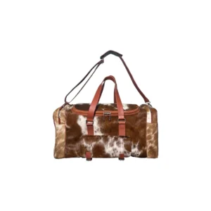 Cowhide Leather Travel Duffle Bag with Shoe Pocket