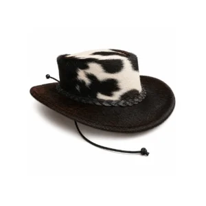 Handmade Black & White Genuine Cowhide Cowboy Hat | Premium Western Leather Hat - 1