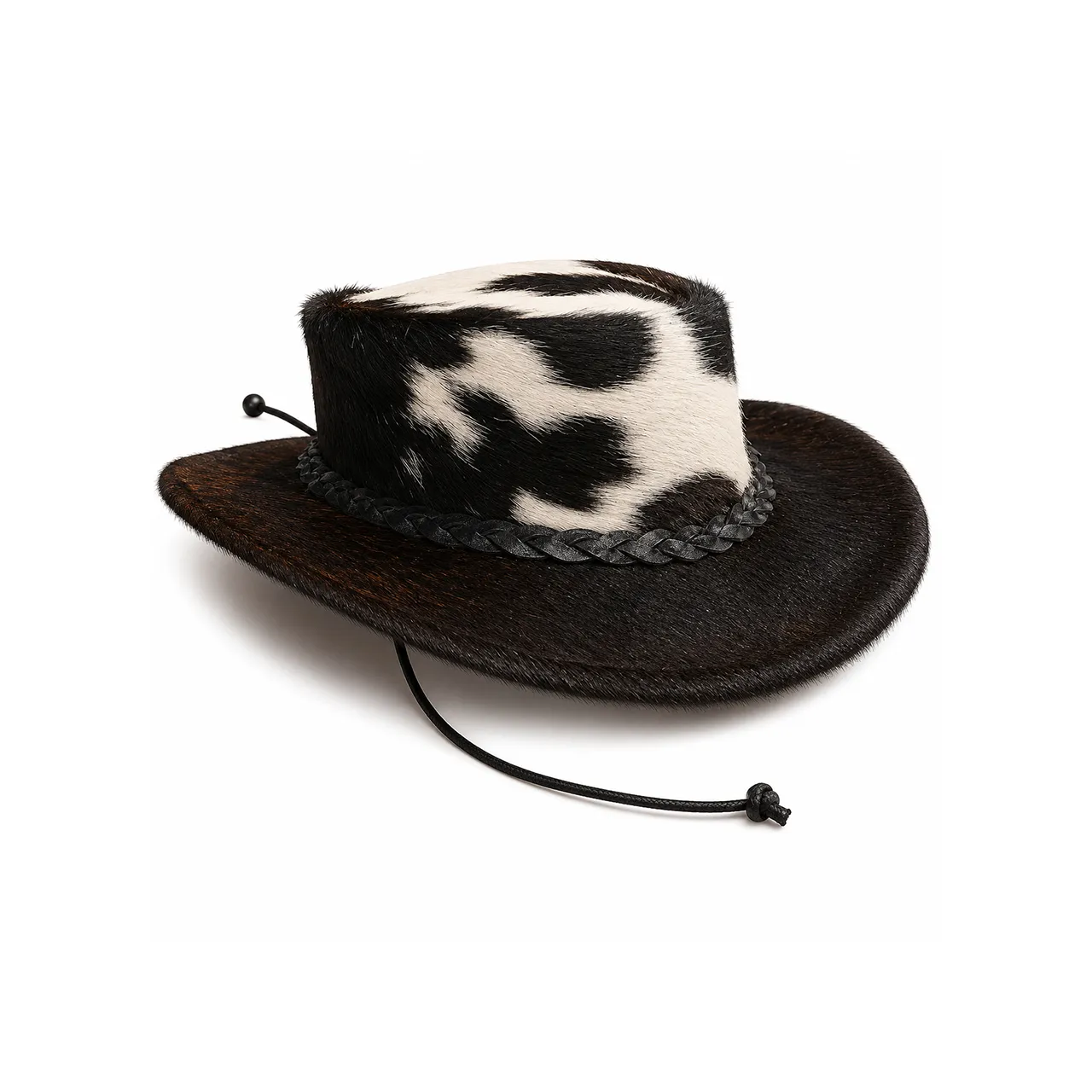 Handmade Black & White Genuine Cowhide Cowboy Hat | Premium Western Leather Hat - 1