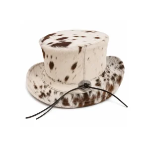 Premium Cowhide Top Hat – Handmade Genuine Hair On Cowhide Western Hat