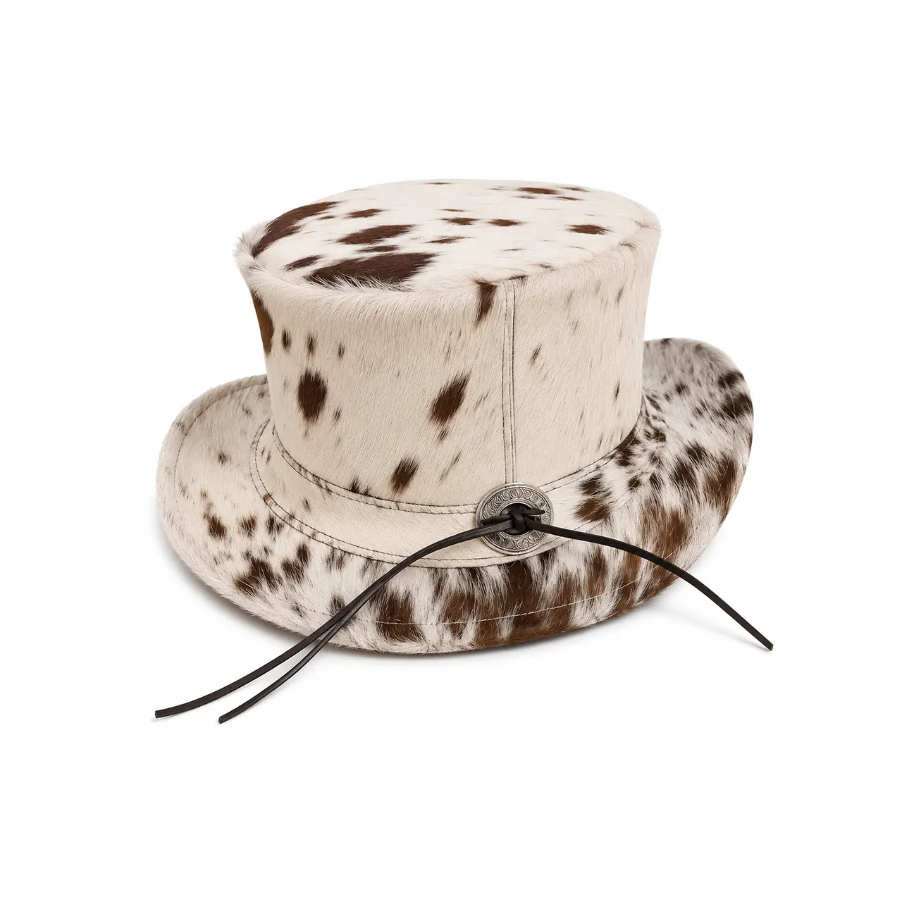 Premium Cowhide Top Hat – Handmade Genuine Hair On Cowhide Western Hat