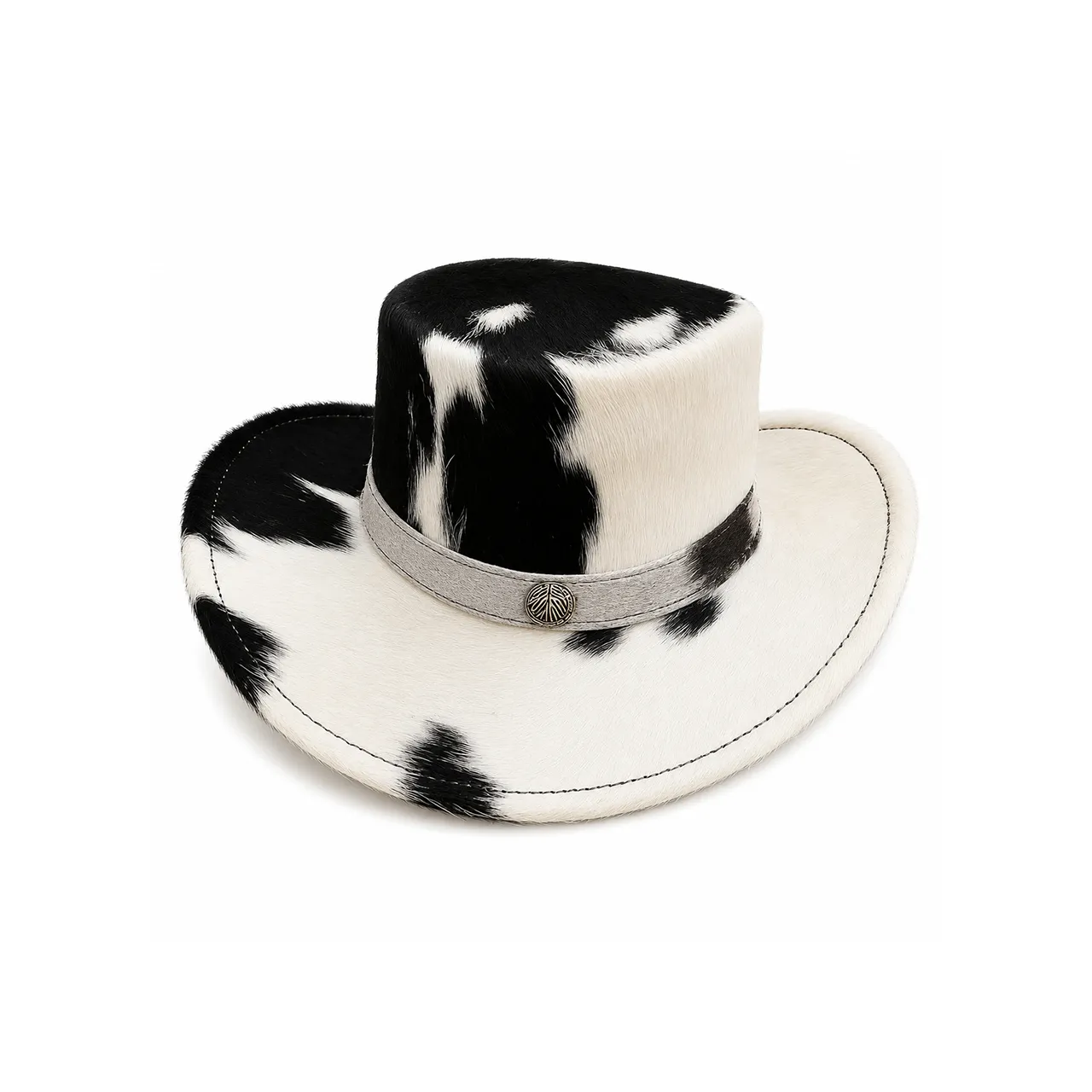 Handmade Black & White Cowhide Western Hat | Genuine Hair On Cowhide Cowboy Hat