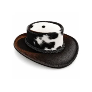 Handmade Black & White Genuine Cowhide Cowboy Hat | Premium Western Leather Hat