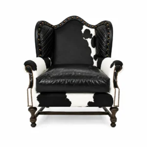 Luxury Black Cowhide Leather Loveseat Sofa | Handmade Western 2 Seater Couch