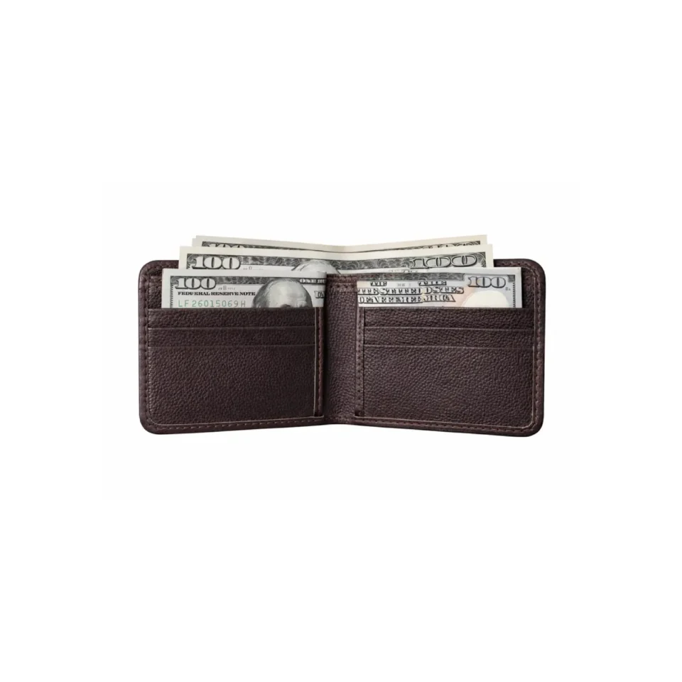 Premium Brown & White Cowhide Leather Bifold Wallet for Men - 1