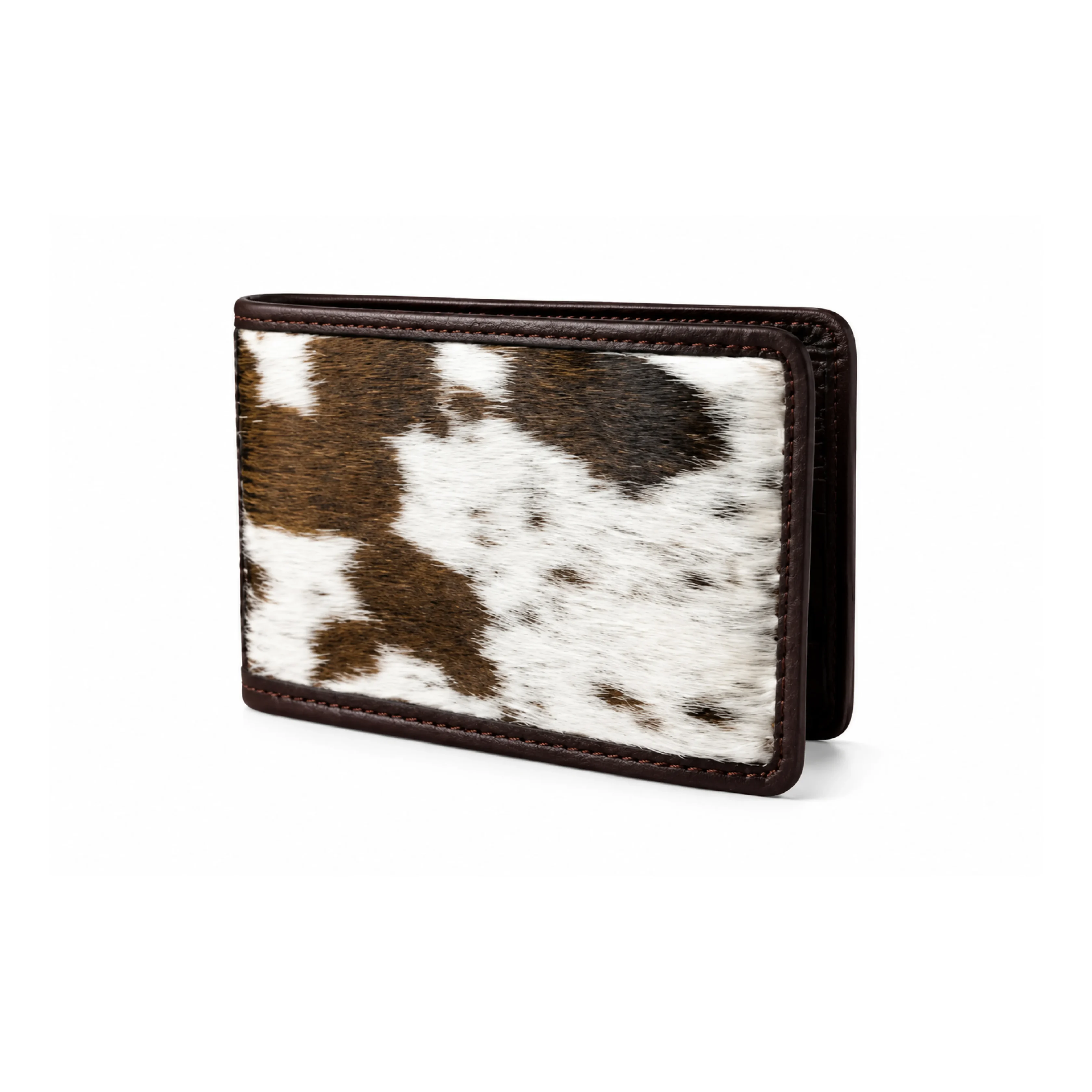 Premium Brown & White Cowhide Leather Bifold Wallet for Men