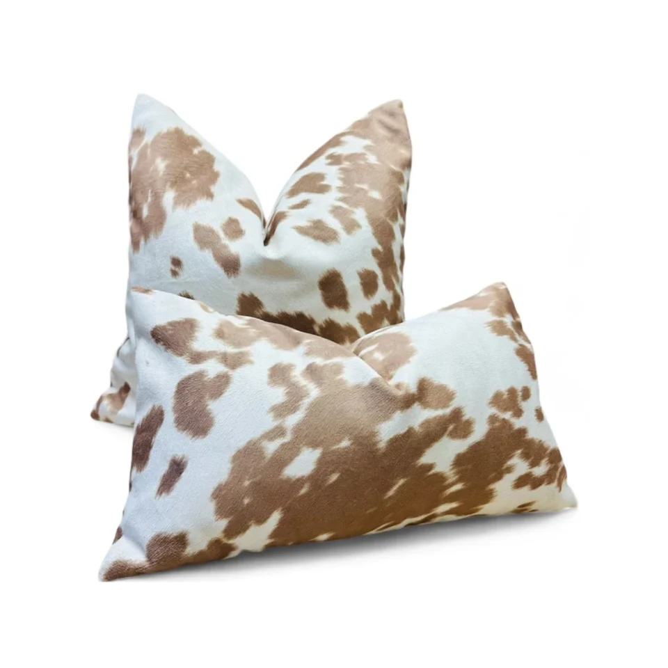 Natural Hair On Cowhide Leather Pillow Cover