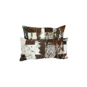 Handmade Patchwork Cowhide Lumbar Pillow Cover