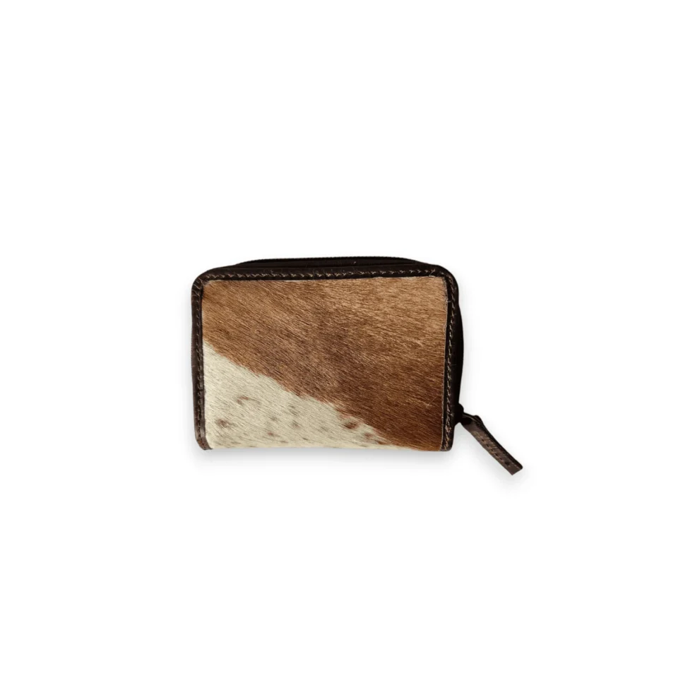 Handmade Cowhide Leather Zip Around Card Wallet for Women & Men