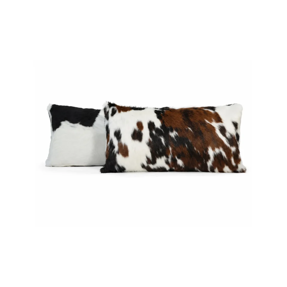 Tricolor Genuine Cowhide Lumbar Pillow Cover - 1