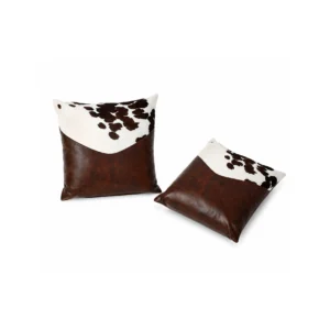 Handmade Cowhide Leather Throw Pillow Cover Set - 1