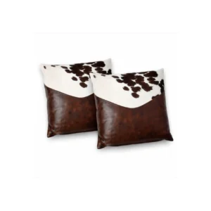 Handmade Cowhide Leather Throw Pillow Cover Set