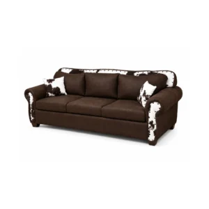 Rustic Genuine Cowhide Leather Sofa Set | Handmade Western Ranch Couch Collection - 2