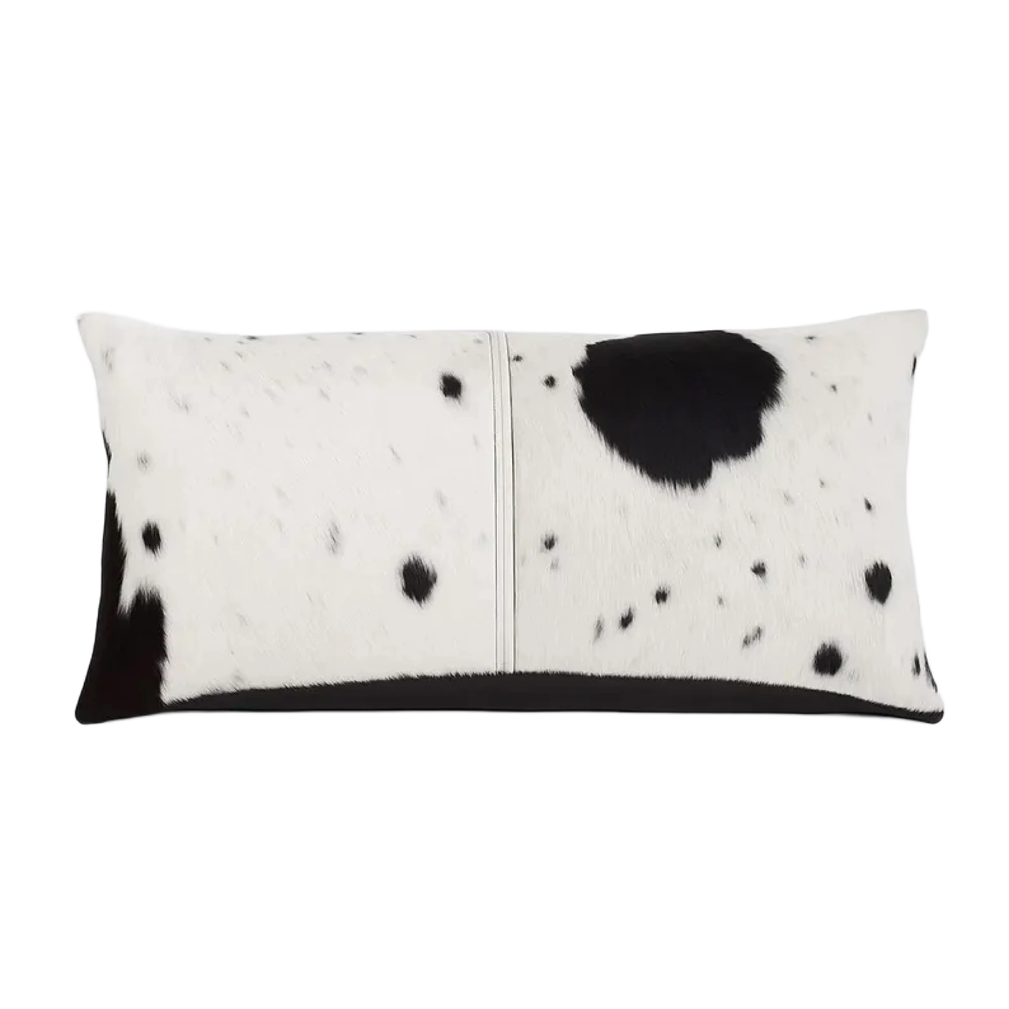 Black White Genuine Cowhide Lumbar Pillow Cover - 1