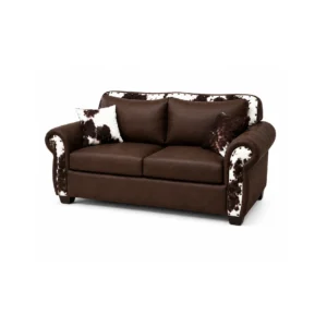 Rustic Genuine Cowhide Leather Sofa Set | Handmade Western Ranch Couch Collection - 1