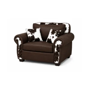 Rustic Genuine Cowhide Leather Sofa Set | Handmade Western Ranch Couch Collection