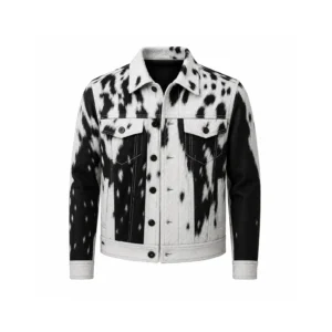 Monarch Black & White Cowhide Leather Jacket