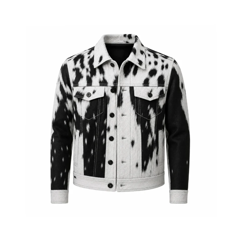 Monarch Black & White Cowhide Leather Jacket