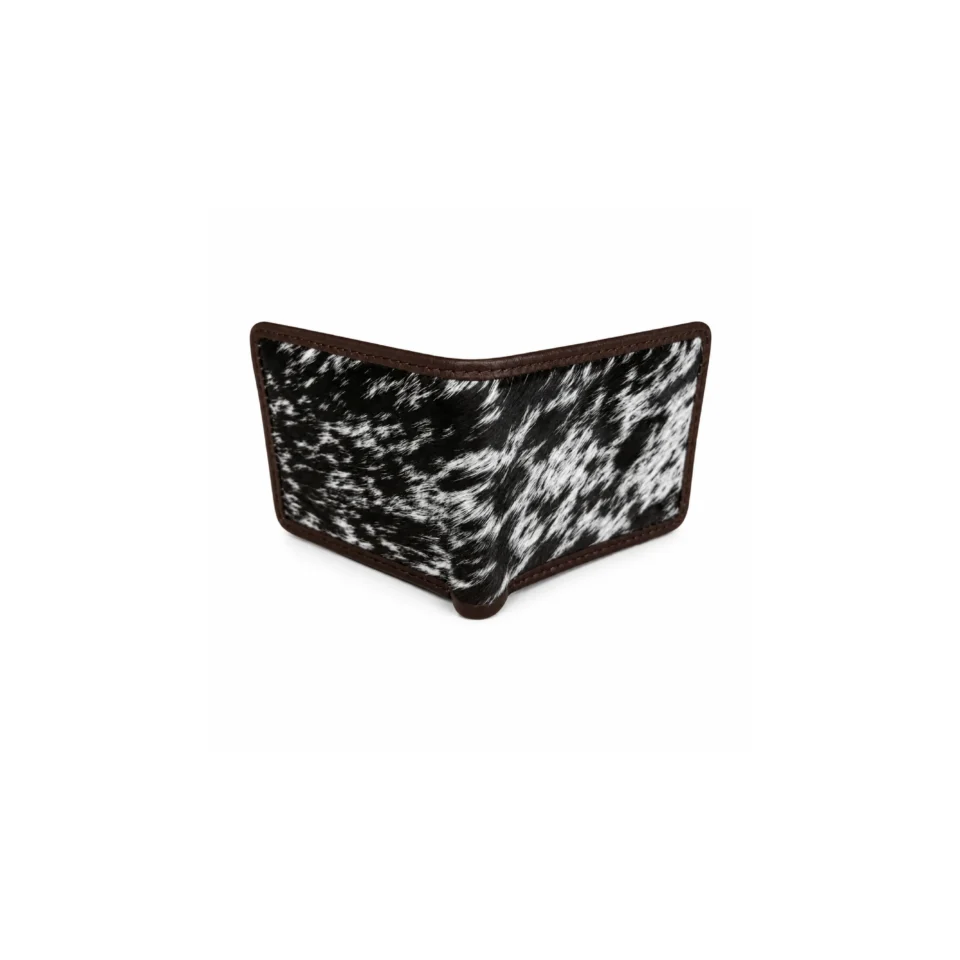 Black & White Cowhide Leather Wallet for Men & Women