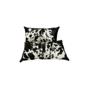 Black & White Genuine Cowhide Lumbar Pillow Cover