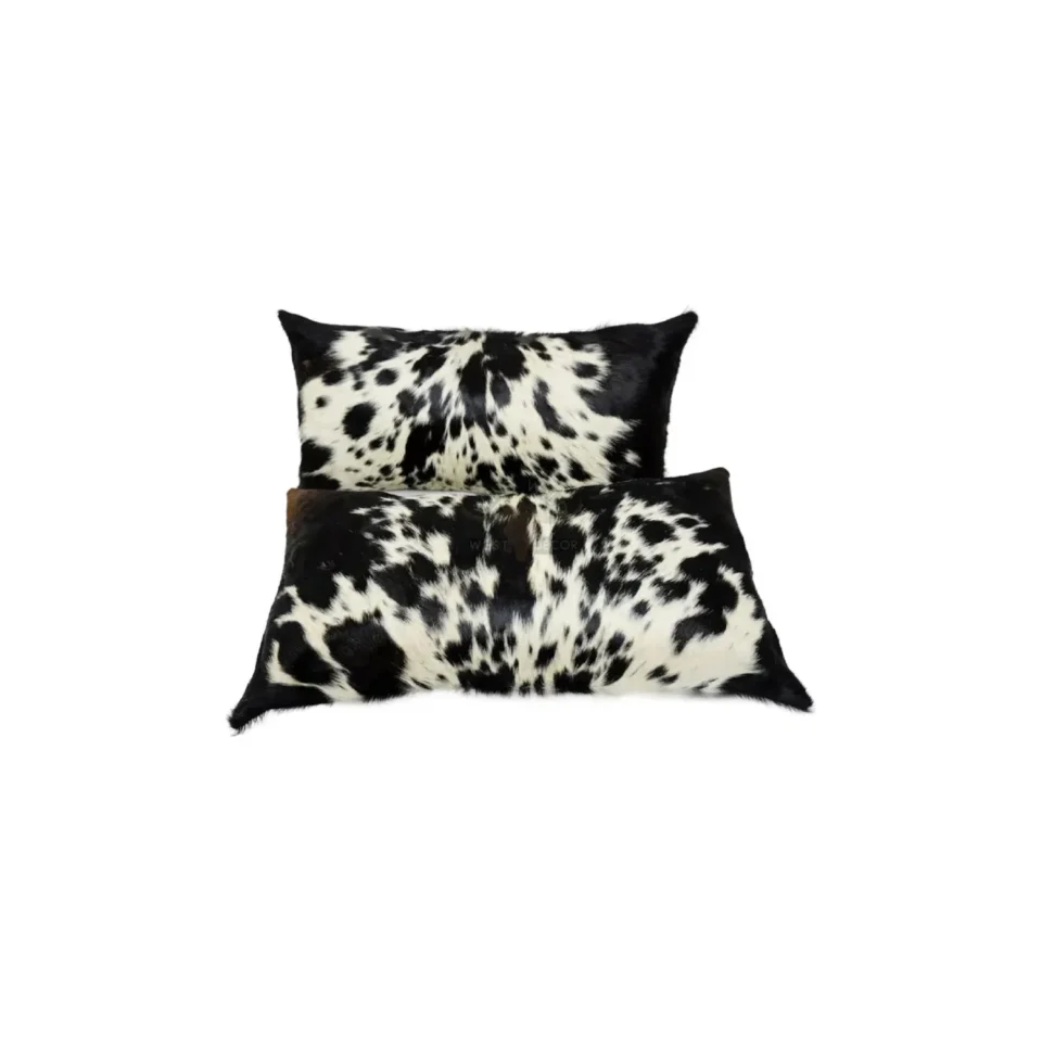 Black & White Genuine Cowhide Lumbar Pillow Cover