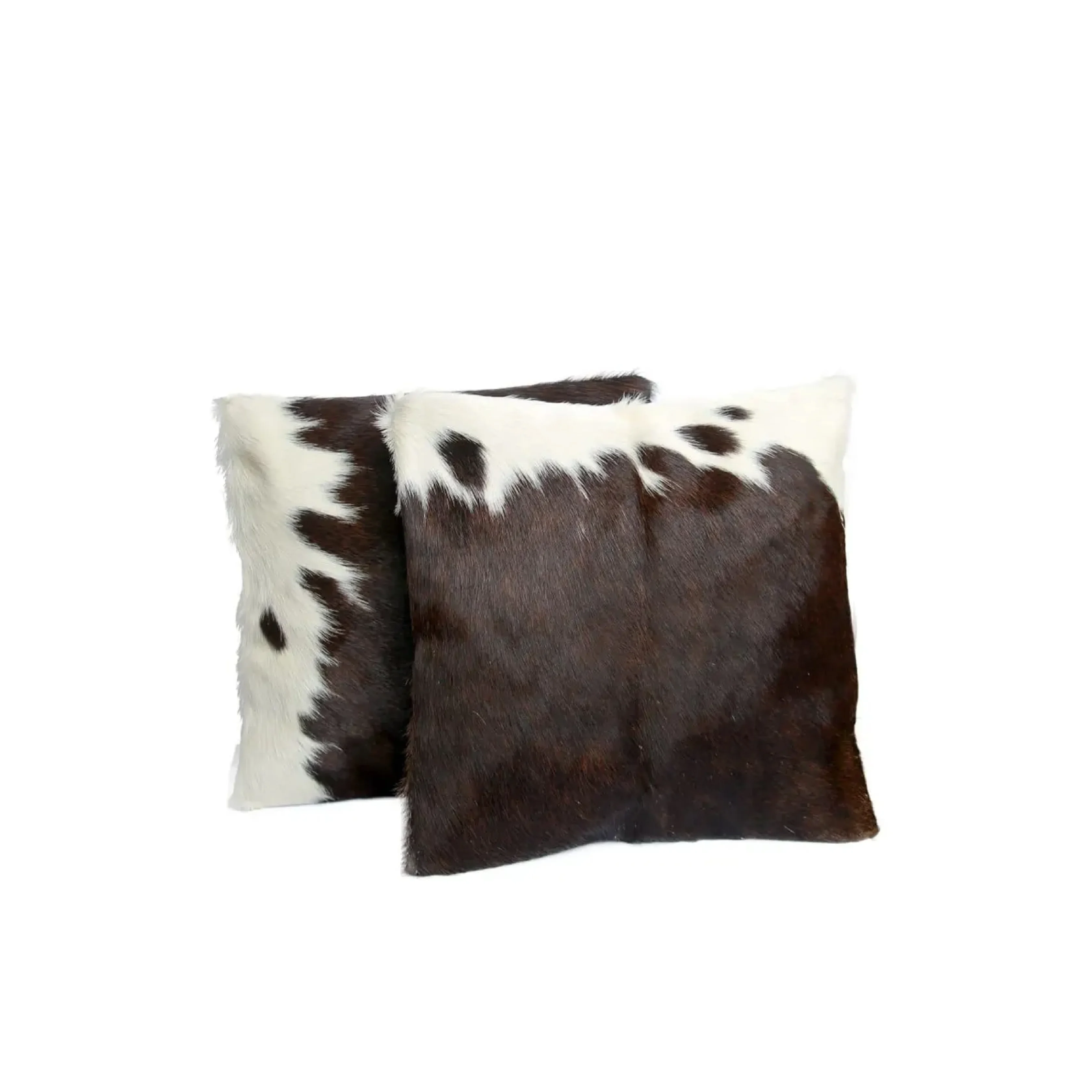 Brown White Genuine Cowhide Leather Pillow Cover - 1