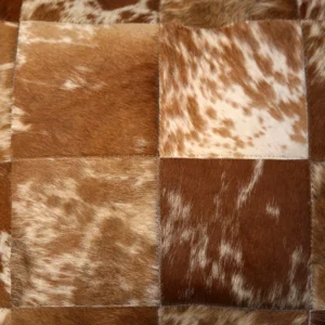 Handmade Brown Patchwork Cowhide Leather Pillow Cover - 1
