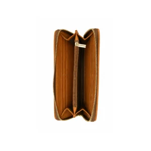 Brown & White Cowhide Zip Around Wallet For Sale - 2