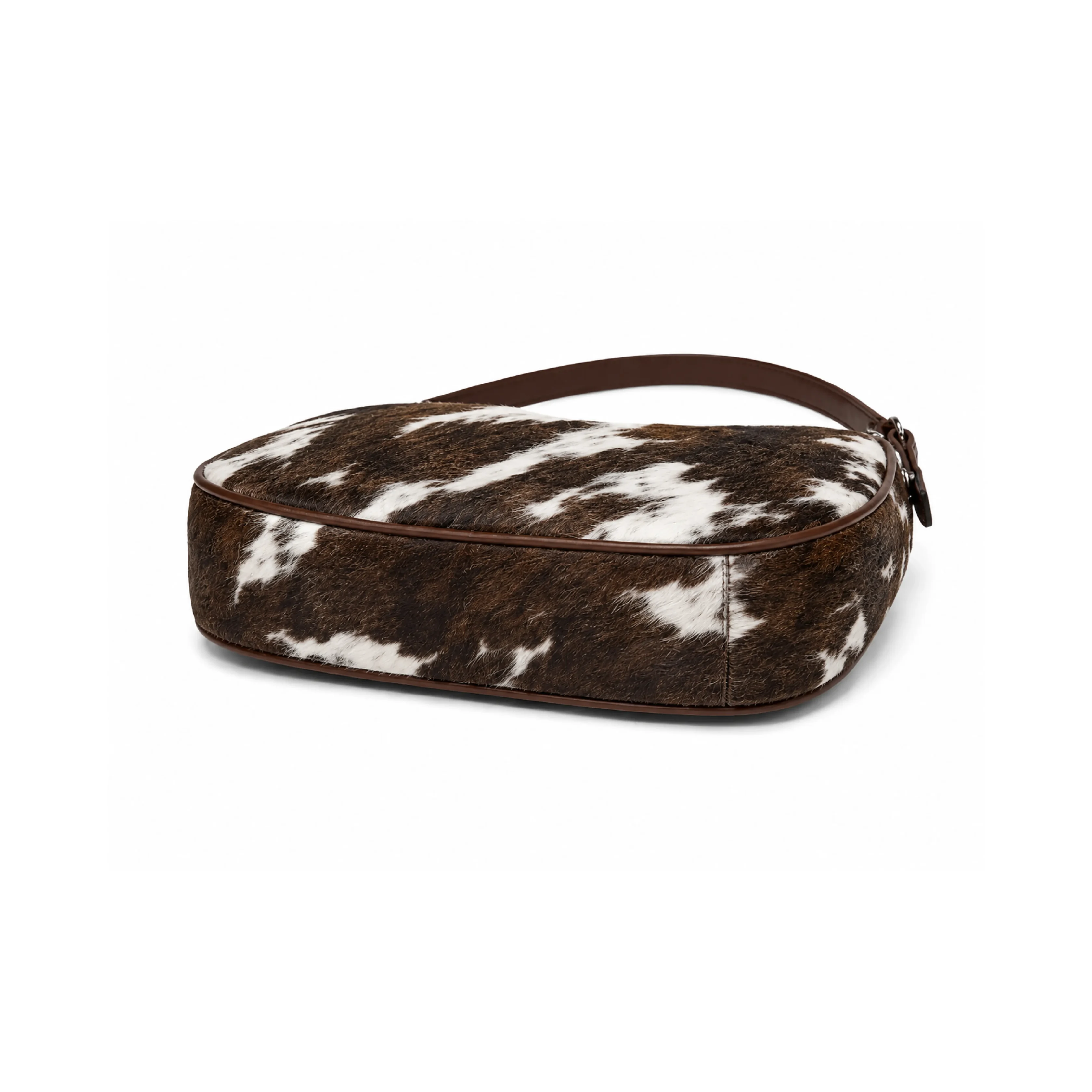 Premium Brown Cowhide Leather Crescent Shoulder Purse - 2