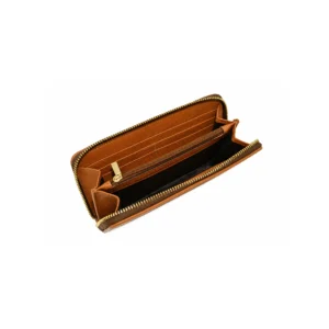 Brown & White Cowhide Zip Around Wallet For Sale - 3