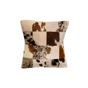 Handmade Patchwork Cowhide Leather Throw Pillow Cover