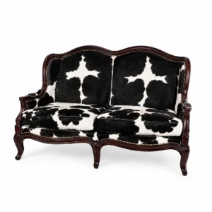 Luxury Black White Cowhide 3 Seater Sofa | Handmade Western Leather Couch - 1