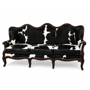 Luxury Black White Cowhide 3 Seater Sofa | Handmade Western Leather Couch!
