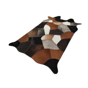 Multicolor Patchwork Cowhide Rug Brown Black White - 2